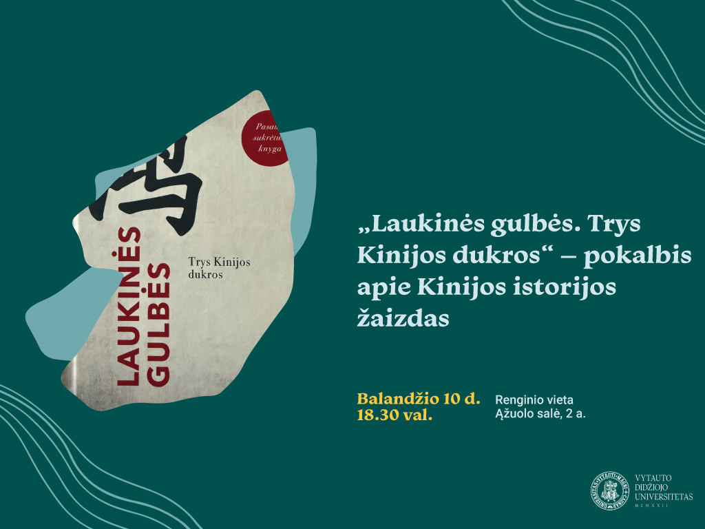 Balandžio 10 d. 18.30 val. Ąžuolo salėje (Radastų g. 2, 2 a.) vyks trečiasis Azijos dienoms skirtas renginys, įgyvendinamas kartu su Vytauto Didžiojo universitetu.
