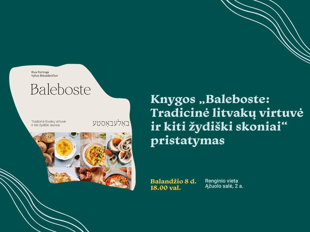 Balandžio 8 d. 18.00 val. kviečiame atvykti į Ąžuolyno bibliotekos Ąžuolo salę (Radastų g. 2, 2 a.) susipažinti su Lietuvos žydų, litvakų, gastronominėmis tradicijomis.
