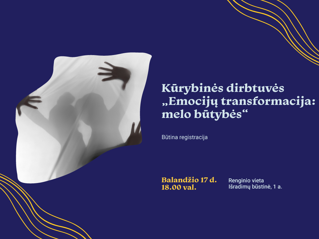 Ąžuolyno biblioteka kviečia visus, norinčius išlaisvinti vaizduotę ir geriau pažinti save, dalyvauti kūrybinėse dirbtuvėse „Emocijų transformacija: melo būtybės“. Penktasis susitikimas koreliuos su balandžio mėnesio pradžioje minima Melagių diena. Tai puiki proga apsvarstyti melą kaip emocinį reiškinį, pasinerti į jo sudėtingumą. Turėsime galimybę atsiverti, pasidalyti mintimis ir kartu atrasti naujų kūrybos formų, kurios padės atskleisti mūsų vidinį pasaulį. Melo būtybėms formas suteiksime tapydami pirštais. Ši technika leis laisvai išreikšti savo emocijas bei pajausti kūrybinį procesą per tiesioginį kontaktą su medžiaga. Tapymas pirštais – puikus būdas tyrinėti melo idėjas ir jų transformaciją, suteikiant galimybę vaizduotei ir emocijoms tekėti laisvai. Reikalingomis priemonėmis pasirūpinsime mes, tačiau, jei norite, galite atsinešti mėgstamų dažų ar kitų kūrybinių priemonių. Meniniai sugebėjimai taip pat nebūtini – svarbu noras aktyviai dalyvauti veikloje ir pažinti save. Susitikime balandžio 17 d. 18.00 val. Ąžuolyno bibliotekos Išradimų būstinėje (Radastų g. 2, 1 a.). Renginio trukmė – apie 1,5 val. Užsiėmimas nemokamas. Svarbu: vietų skaičius ribotas. Nuorodą į registraciją galite rasti čia. Renginio metu bus fotografuojama ir / ar filmuojama, todėl informuojame, kad jūs galite būti matomi renginio nuotraukose ar vaizdo įrašuose, kurie gali būti paskelbti įvairiose medijos priemonėse.