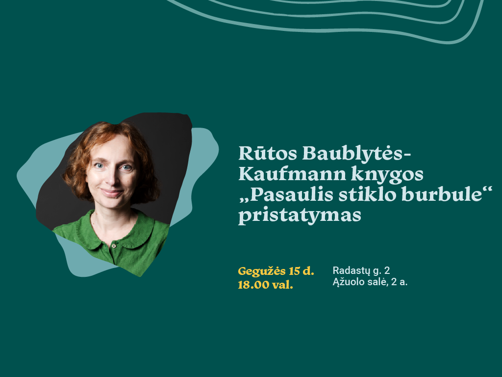 Gegužės 15 d. 18.00 val. kviečiame į Ąžuolyno bibliotekos Ąžuolo salę (Radastų g. 2, 2 a.), kur susitiksime su rašytoja Rūta Baublyte-Kaufmann. Kūrėja pristatys savo naujausią istorinį romaną „Pasaulis stiklo burbule“.
