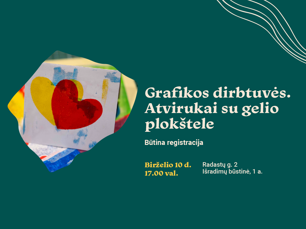 Grafikos dirbtuvės. Atvirukai su gelio plokštele